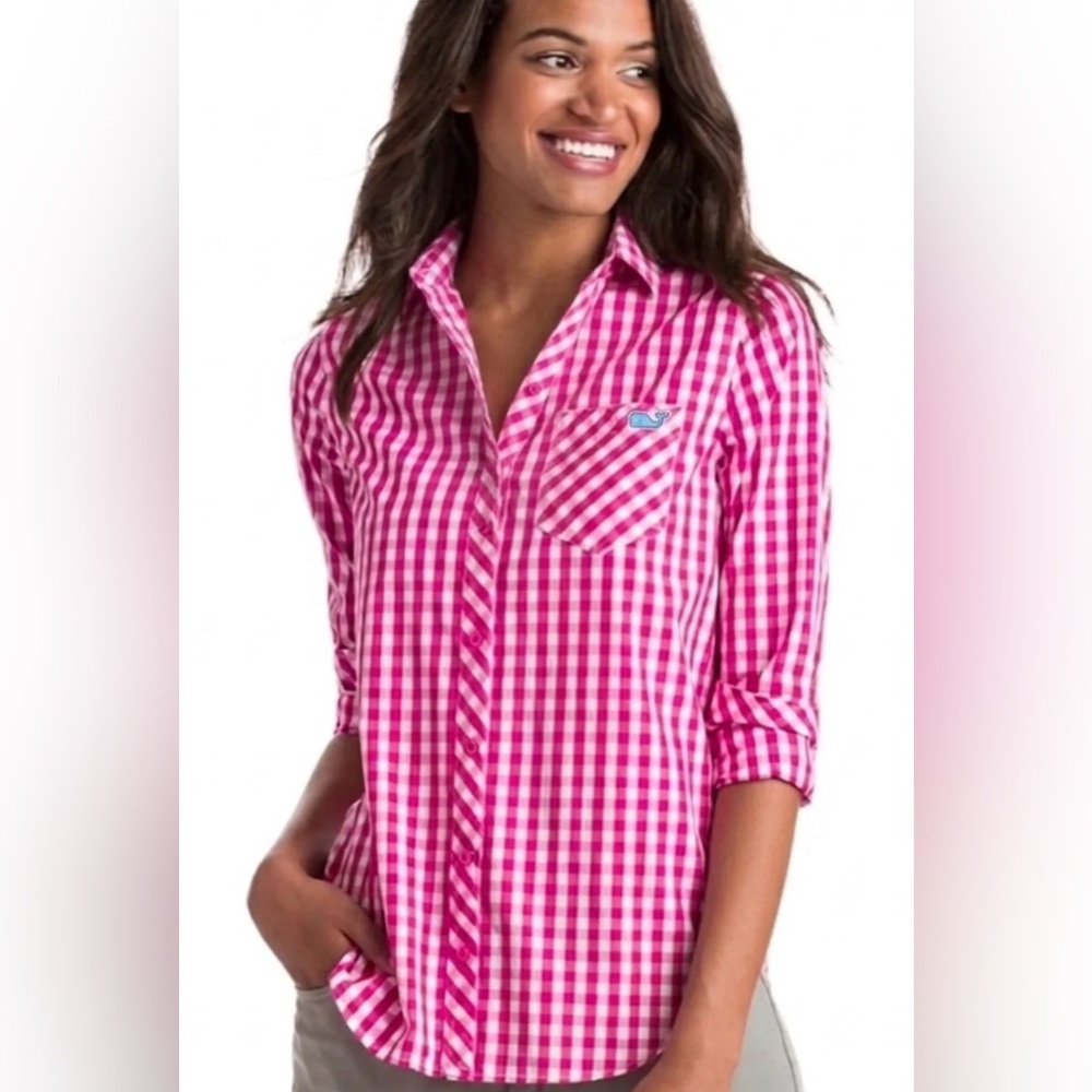 Vineyard Vines Pink and White Gingham Button-Down Shirt - Picture 9 of 9